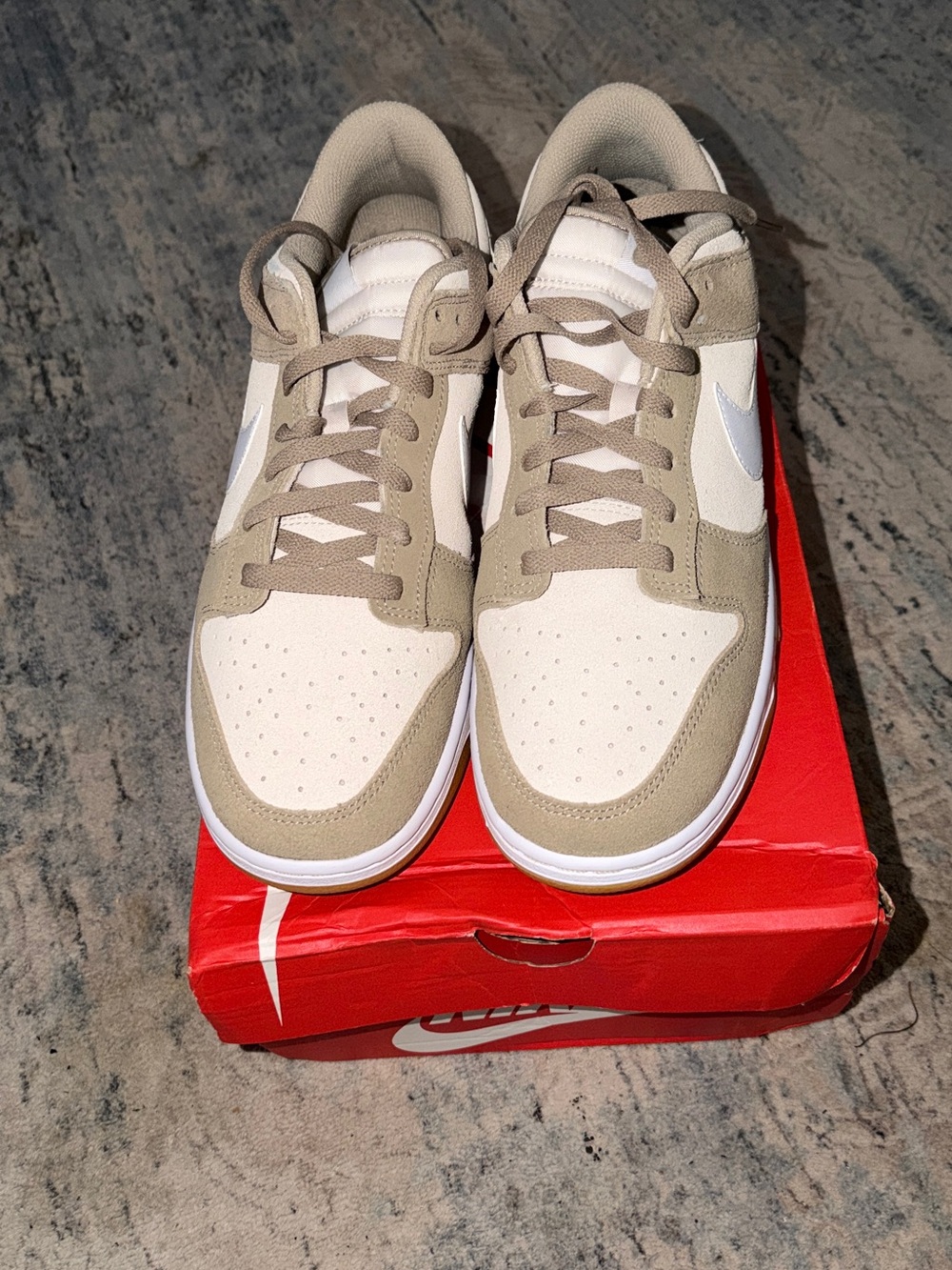 Nike Low-Top Sneakers in White and Tan Suede